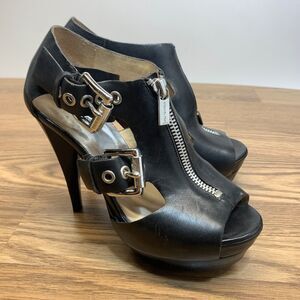 Michael Kors Downtown Black Leather Platform Heels‎ Club Heels Womens Size 6M